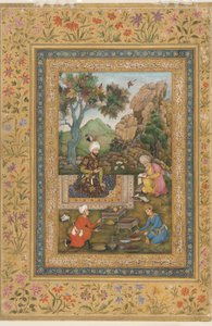 Shah Tahmasp i bergen, ca 1620 (färg och guld på papper)